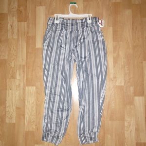 Gray and White Striped Lounge Joggers